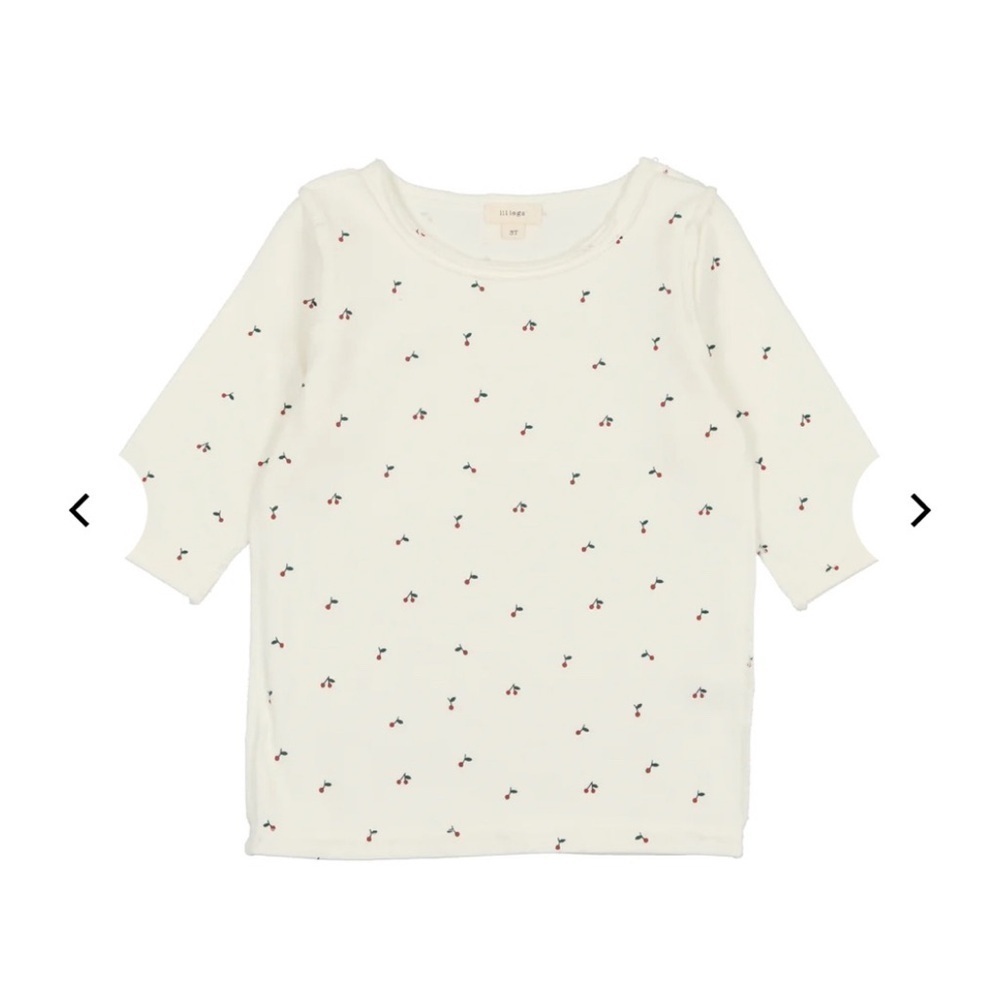 4/$25 Lil Legs THREE QUARTER SLEEVE CHERRY TEE Shirt Ivory Red Girls Size 14